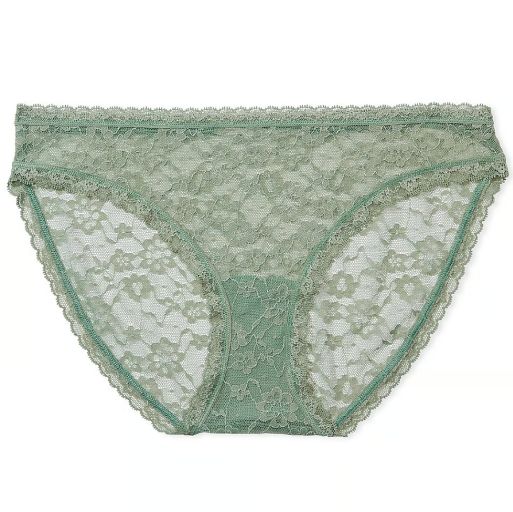 Victoria's Secret Pale Green Sheer Lace Bikini Panty XXL Brand New